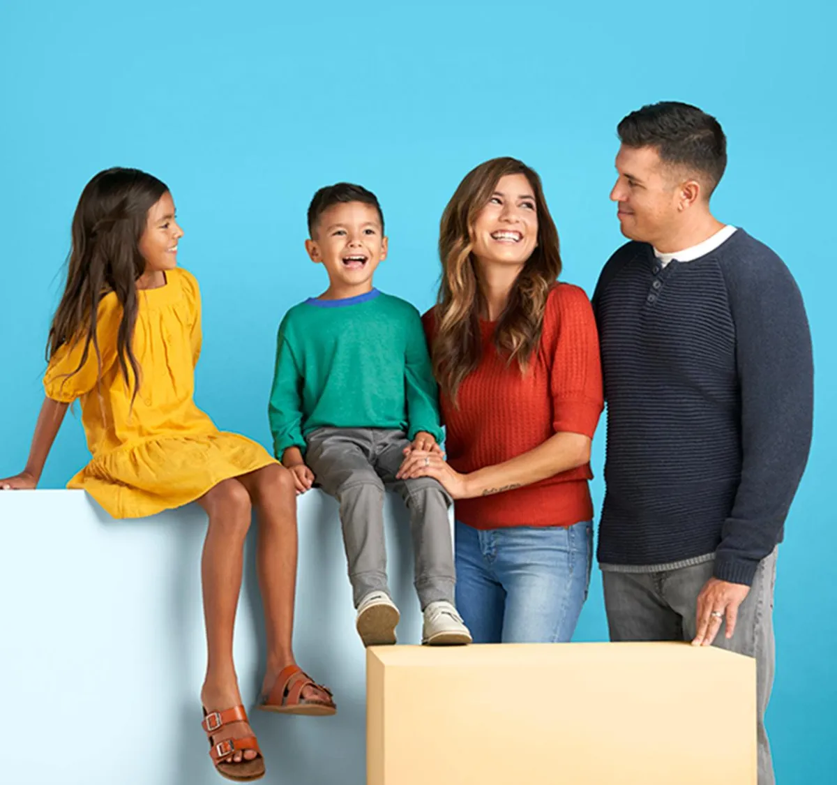 A mother, father and their two children together