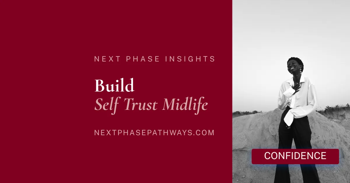 Confident midlife woman standing tall in natural light representing the quiet steady process of rebuilding self trust one small act at a time.