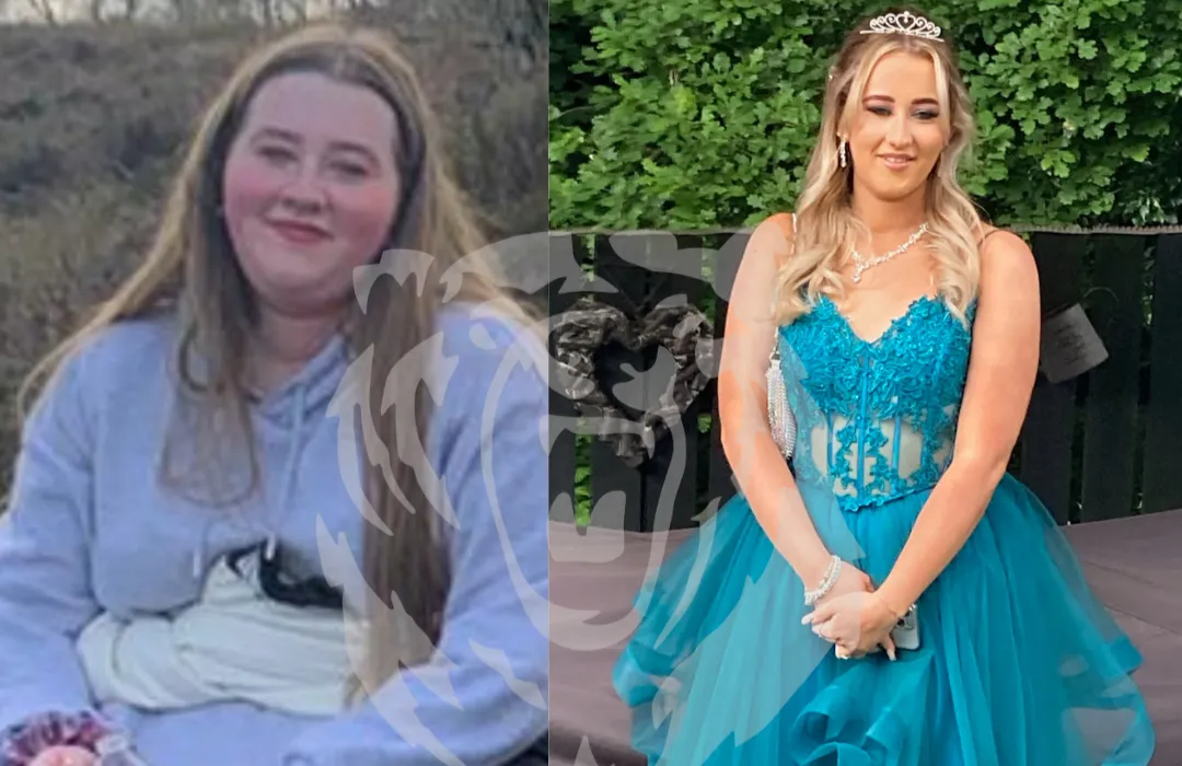 Progress photos showcasing a client’s fitness journey and results from tailored workouts and nutrition coaching.