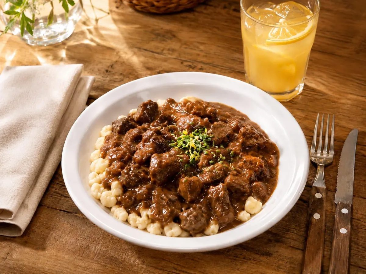 Guiso de montaña servido en plato hondo