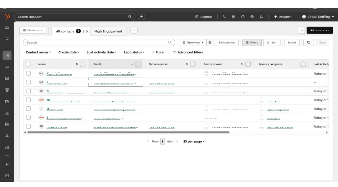 Monochrome HubSpot CRM dashboard screenshot