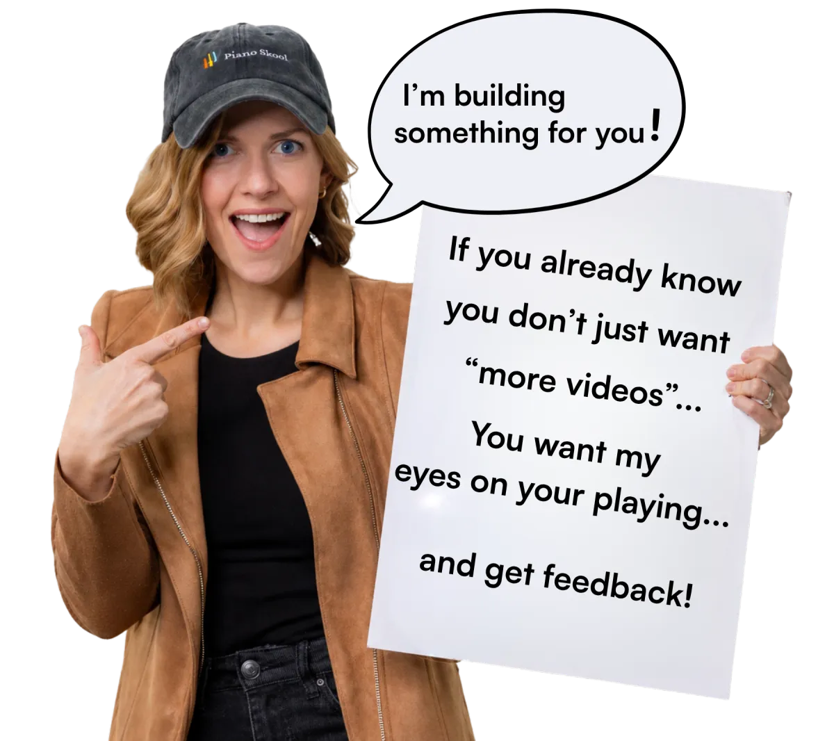 Stacey Bassetti Piano Skool founder announcing personalized piano feedback for adults who want private piano lessons online