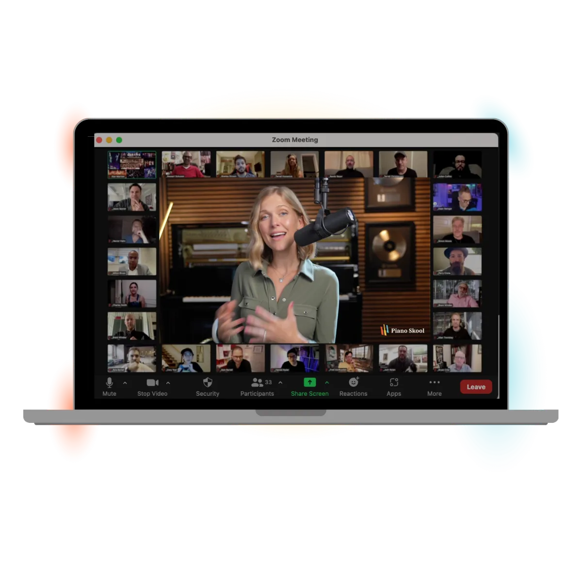 Stacey Bassetti teaching live Zoom Q&A session for Piano Skool Club members with replays available for adult piano students