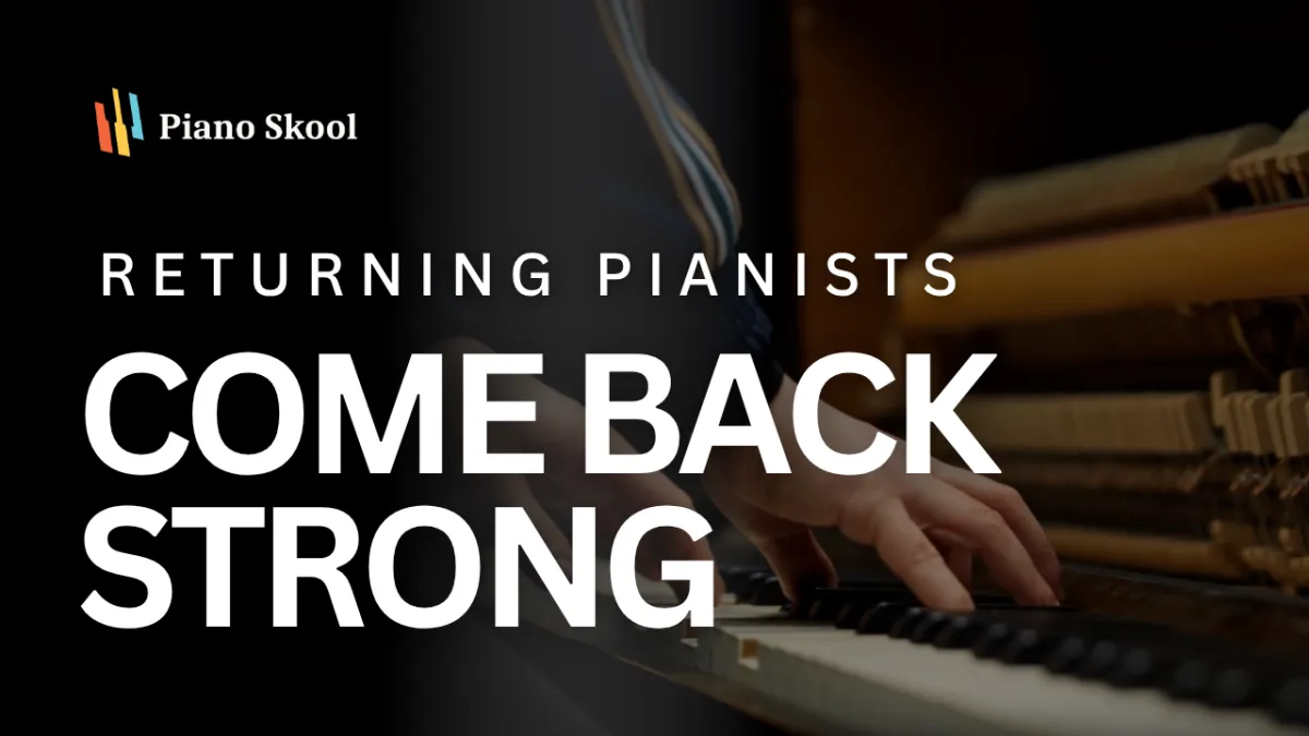 Returning pianist coming back to piano after years away with Piano Skool structured beginner course for adults