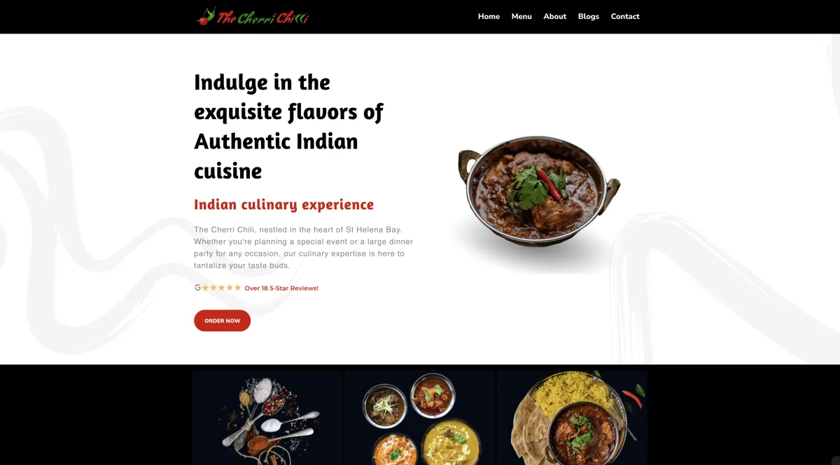 The Cherri Chilli Website Home Page Image