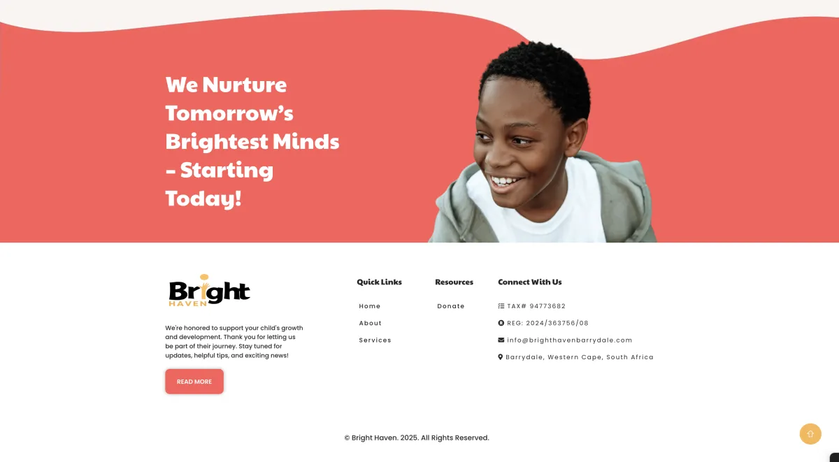 Bright Haven Website Home Image