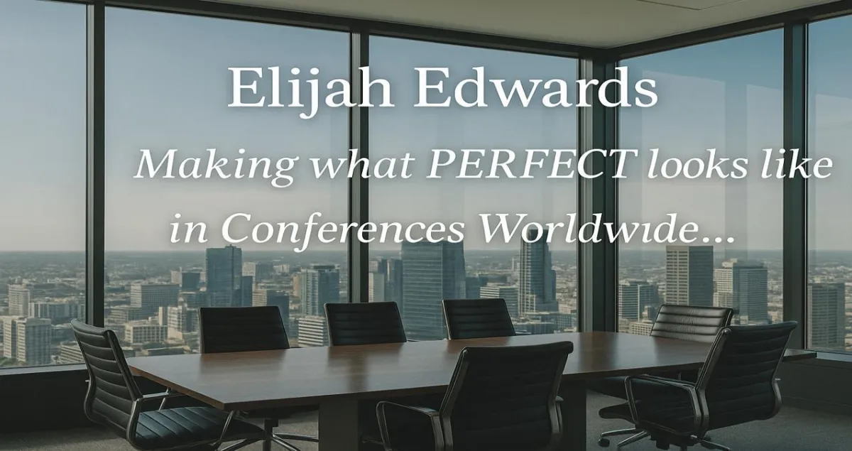 Elijah Edwards performing at a national sales conference with roaring audience laughter