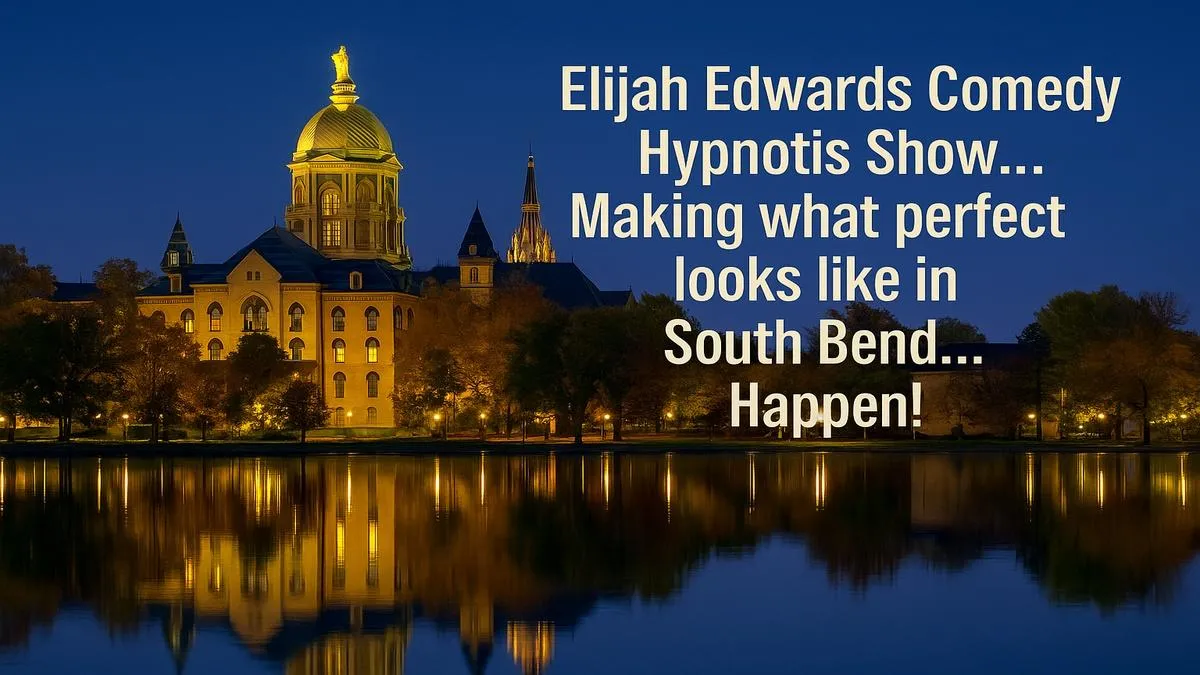 South Bend college comedy hypnotist Elijah Edwards performing for students at Notre Dame and IU South Bend — viral, clean, and unforgettable.