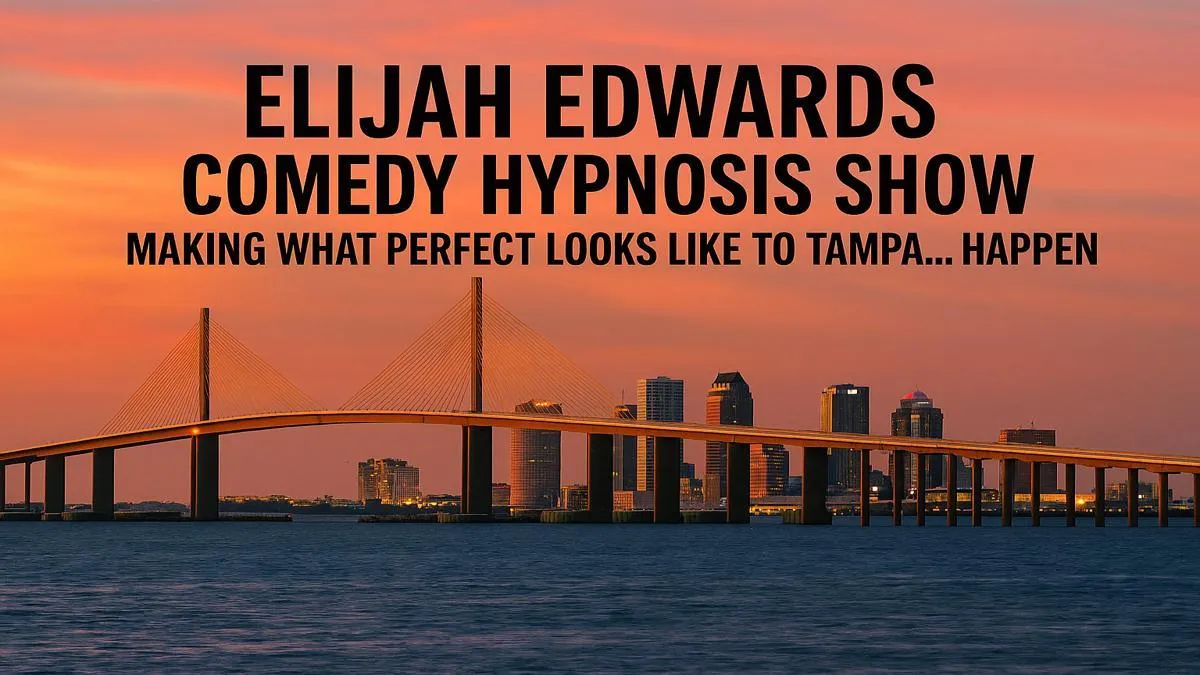 Elijah Edwards performing live in Tampa — a high-energy, viral comedy hypnotist experience that leaves crowds cheering.