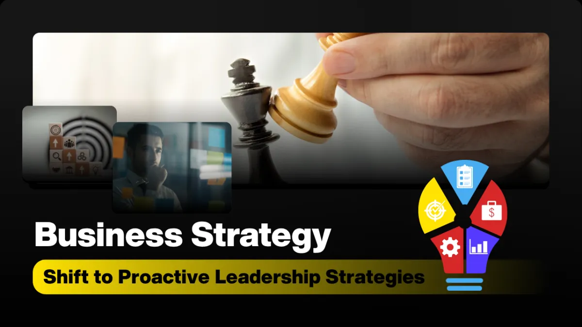 Professional business scene with leaders strategizing