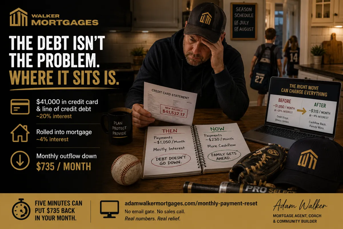 Sports parent reviewing bills at the kitchen table after a tournament weekend
