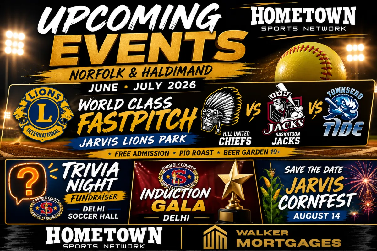 World class fast pitch at Jarvis Lions Park Thursday, a trivia fundraiser in Delhi Friday, and the Norfolk County Sports Hall induction gala top this week's docket.