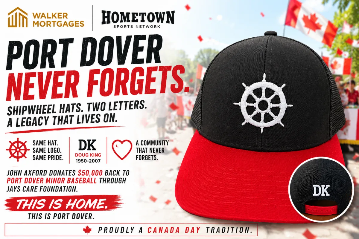 On Canada Day in Port Dover the minor baseball kids were wearing hats with DK on the back. Then we found out John Axford donated $50,000 back to the association where it all started. Some days just hit different.