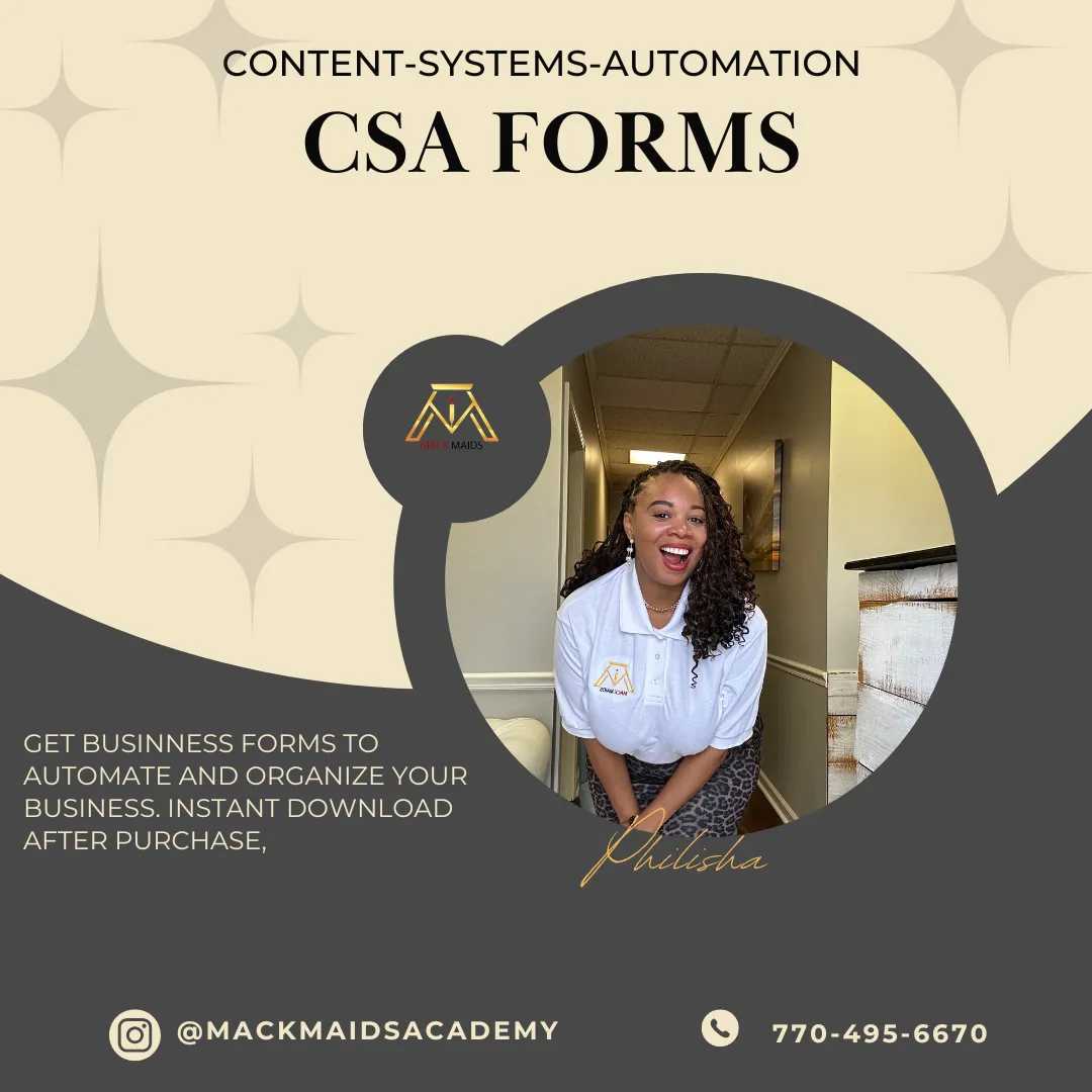 CSA Forms: business forms to automate and organize your business, instant download after purchase