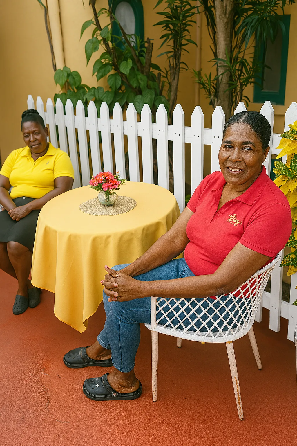 Queen G’s Restaurant staff serving authentic Jamaican food in Montego Bay