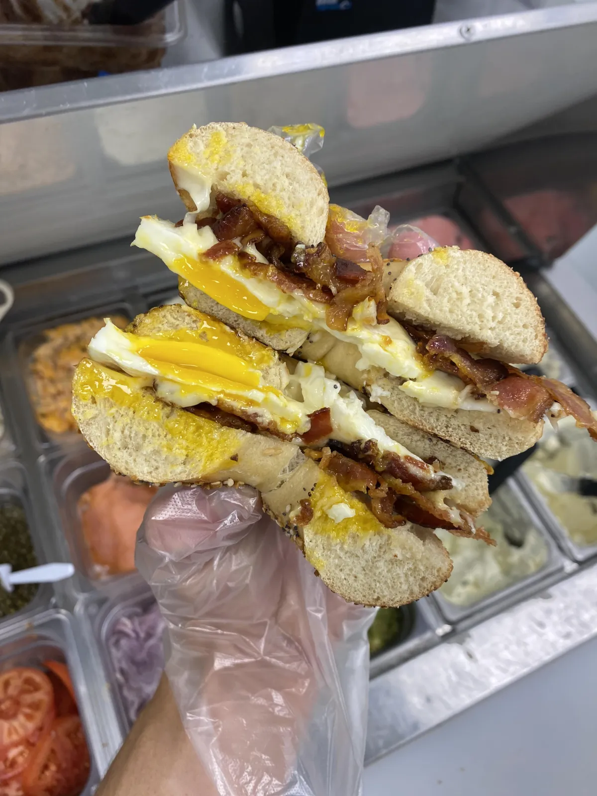 Bacon Egg and Cheese on an Everything Bagel
