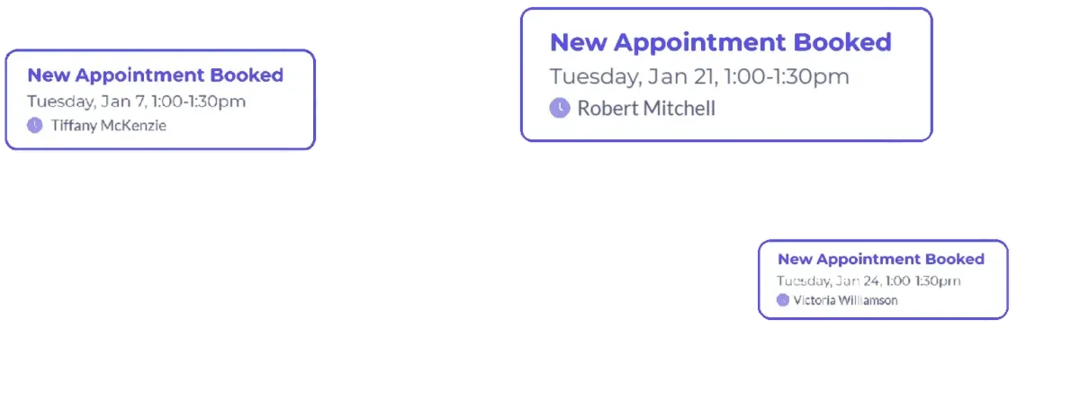 TNT agency client's calendar showing multiple confirmed bookings