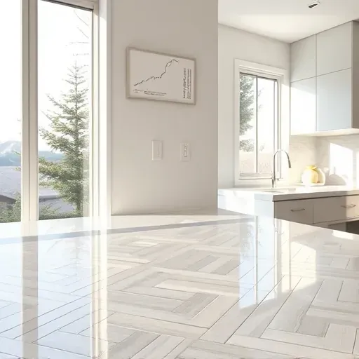 Freshly installed modern ceramic herringbone backsplash in a bright kitchen with neutral tones and natural light in Herriman Utah