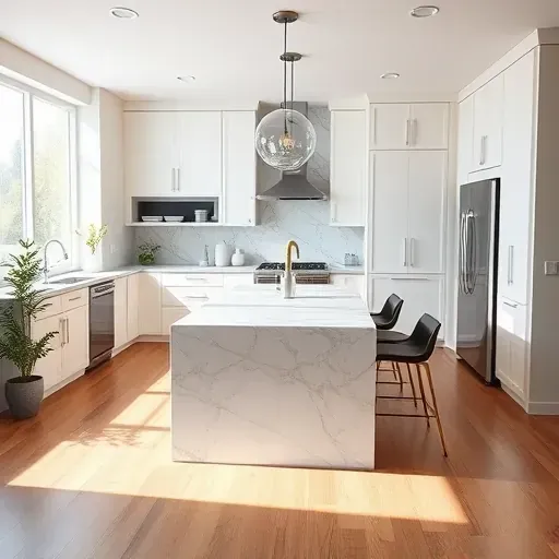 Freshly remodeled kitchen in The Avenues, UT, featuring modern cabinets, stainless steel appliances, and marble countertops.
