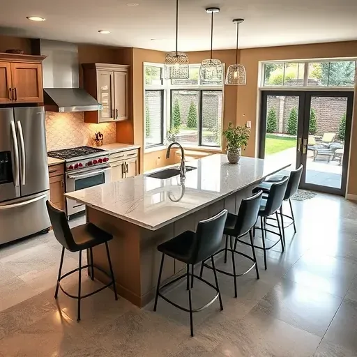 Modern kitchen remodel in Daybreak UT features quartz countertops, stainless steel appliances, and a spacious open layout.