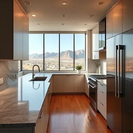 Modern Capitol Hill kitchen with warm wood cabinets, stainless steel appliances, granite island, and natural light.