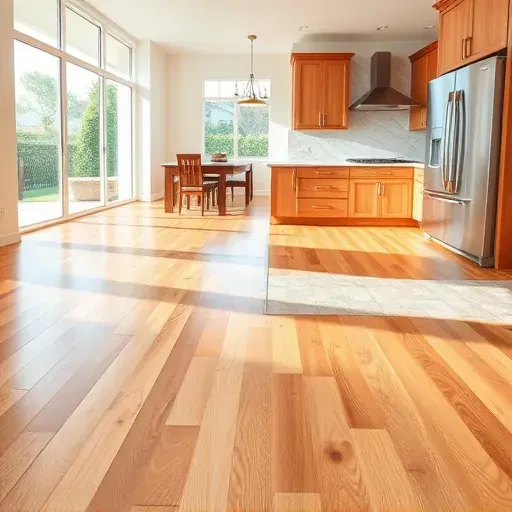 Renovated Herriman Utah modern kitchen with hardwood and tiled flooring, stainless appliances, marble island, and natural light