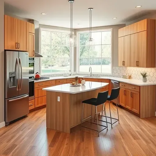 Remodeled Yalecrest kitchen with modern matte cabinetry, granite countertops, stainless appliances, and green views.
