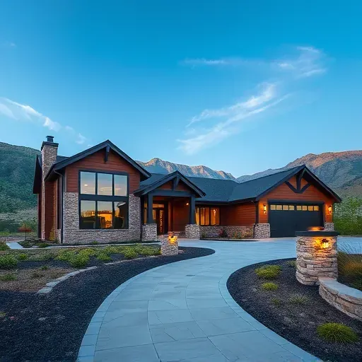 Modern house in Emigration Canyon, UT, blends luxury remodeling with nature, featuring stone accents and large windows.