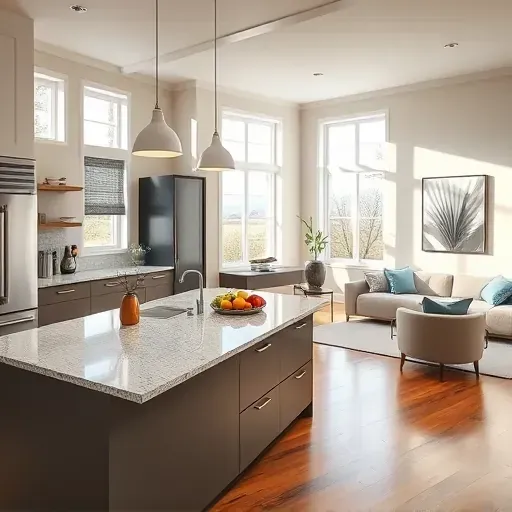 Modern kitchen remodel in Taylorsville UT with sleek cabinetry, stainless steel appliances, and polished granite island.