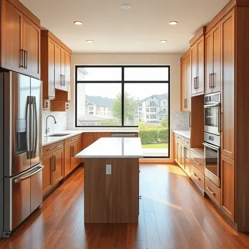 Beautiful remodeled Kaysville Utah kitchen with quartz counters wooden cabinets stainless steel appliances and natural light