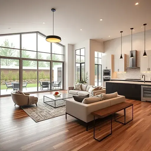 Stunning Jeremy Ranch home with open living space, large windows, modern design, high-end kitchen, and landscaped backyard.