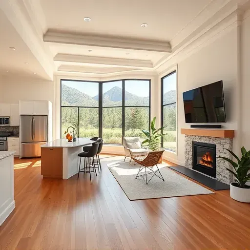 Renovated living room in Wasatch Hollow, UT features modern decor, open concept, and scenic mountain views.