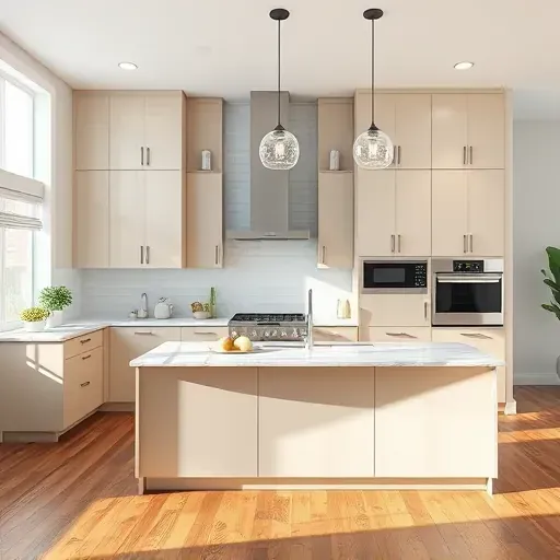 Modern remodeled kitchen in Federal Heights Utah with sleek matte cabinets quartz countertops stainless steel appliances and hardwood flooring