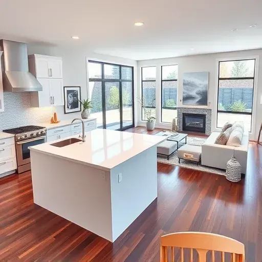 Completed home remodel in Bountiful UT featuring a modern kitchen and inviting living room with natural light.