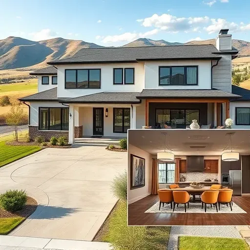 Modern Saratoga Springs home exterior and interior showcasing upscale remodeling, elegant design, spacious living areas, and scenic Utah landscape.