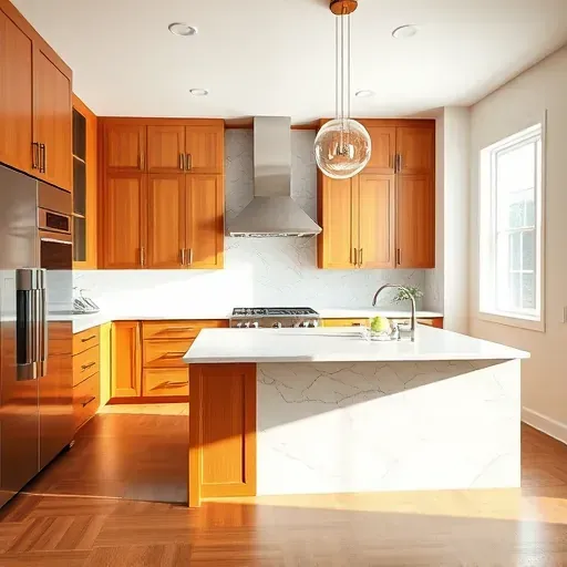 Renovated Kaysville, UT kitchen with modern wood cabinets, stainless steel appliances, granite island, and natural light.