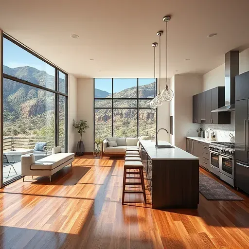 Modern remodeled home in Emigration Canyon, UT featuring hardwood floors, sleek cabinetry, canyon views, and contemporary finishes.