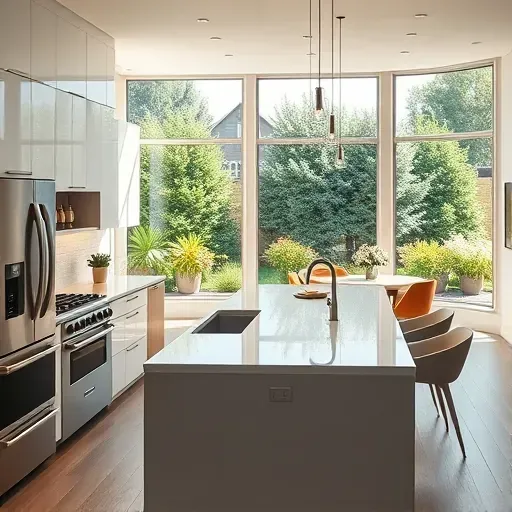 Remodeled Kaysville, UT kitchen with modern wood cabinets, granite countertops, stainless steel appliances, and natural light.