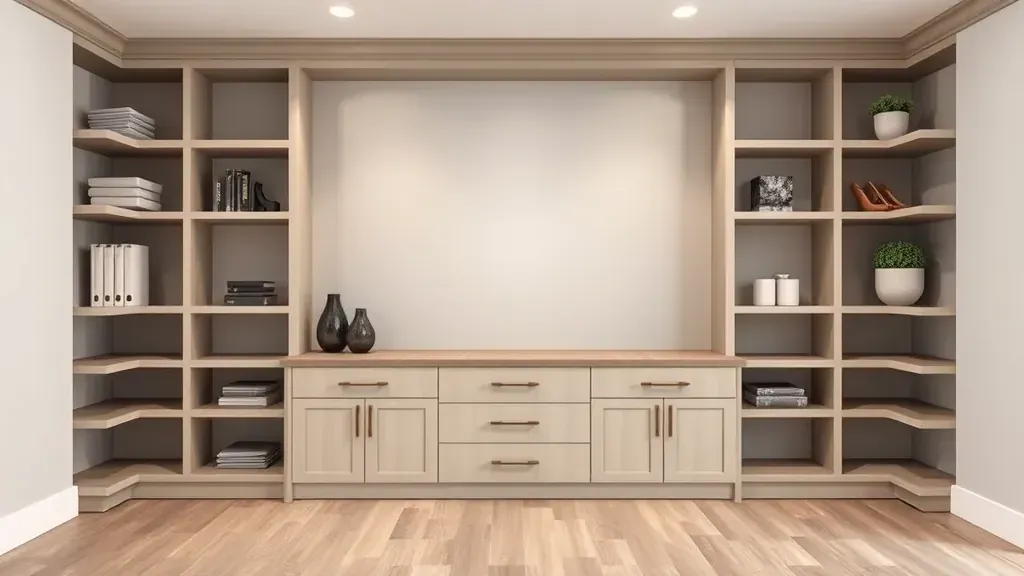 Built-in shelving and storage projects in Herriman, UT showcasing modern design and functionality.