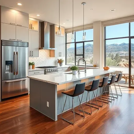 Completed Canyon Rim, UT kitchen remodel featuring modern design, sleek cabinets, quartz countertops, stainless appliances, and natural light.