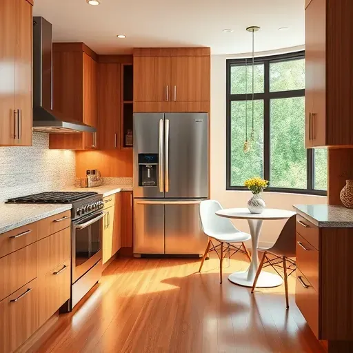 Beautifully renovated Sugarhouse Utah kitchen with modern wood cabinetry granite countertops stainless appliances and scenic neighborhood view