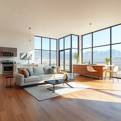 Renovated Jeremy Ranch, UT home interior featuring a modern living room, open-concept kitchen, mountain views, and sleek decor.
