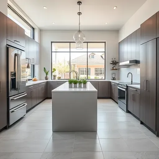 Remodeled South Jordan kitchen with warm wood cabinets, stainless steel appliances, natural light, and lush backyard views.