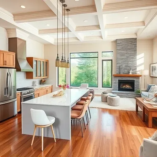 Beautifully remodeled open-concept living area in Highland, UT, featuring modern decor and cozy elements with natural light.