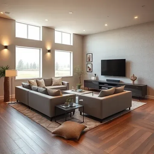 Newly remodeled Herriman, UT basement with modern furniture, cozy seating, stylish decor, and natural light.