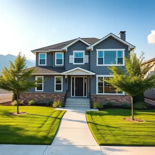 Renovated Herriman, UT home with modern siding, large energy-efficient windows, stone accents, lush landscaping, and a warm inviting atmosphere.