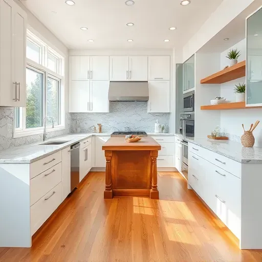 Recently remodeled Millcreek UT kitchen featuring white matte cabinets stainless steel appliances quartz countertops hardwood floors modern backsplash and lighting