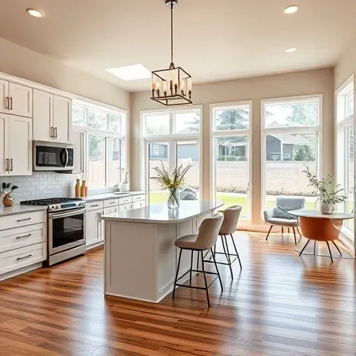 Stunning modern kitchen remodeling in Taylorsville UT featuring quartz countertops, high-end appliances, and open living area.