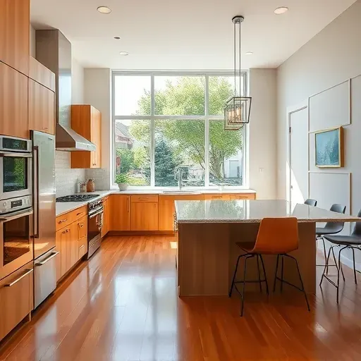 Recently remodeled kitchen on Foothill Blvd, UT, featuring sleek wood cabinetry, granite countertops, stainless steel appliances, and a modern island.