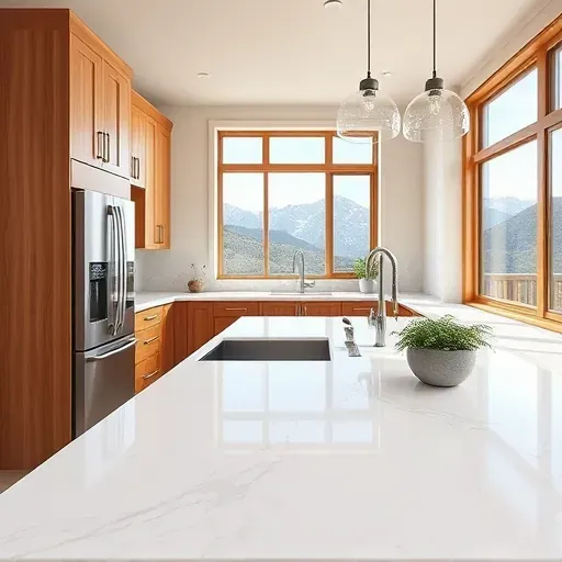Modern Lehi kitchen with matte cabinets, granite countertops, stainless appliances, subway tile backsplash, and natural light.